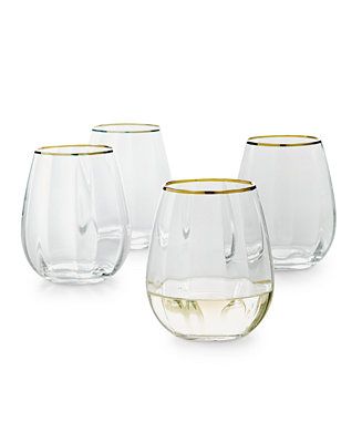 Martha Stewart Collection Optic Stemless Wine Glasses, Set of 4, Created for Macy's & Reviews - G... | Macys (US)