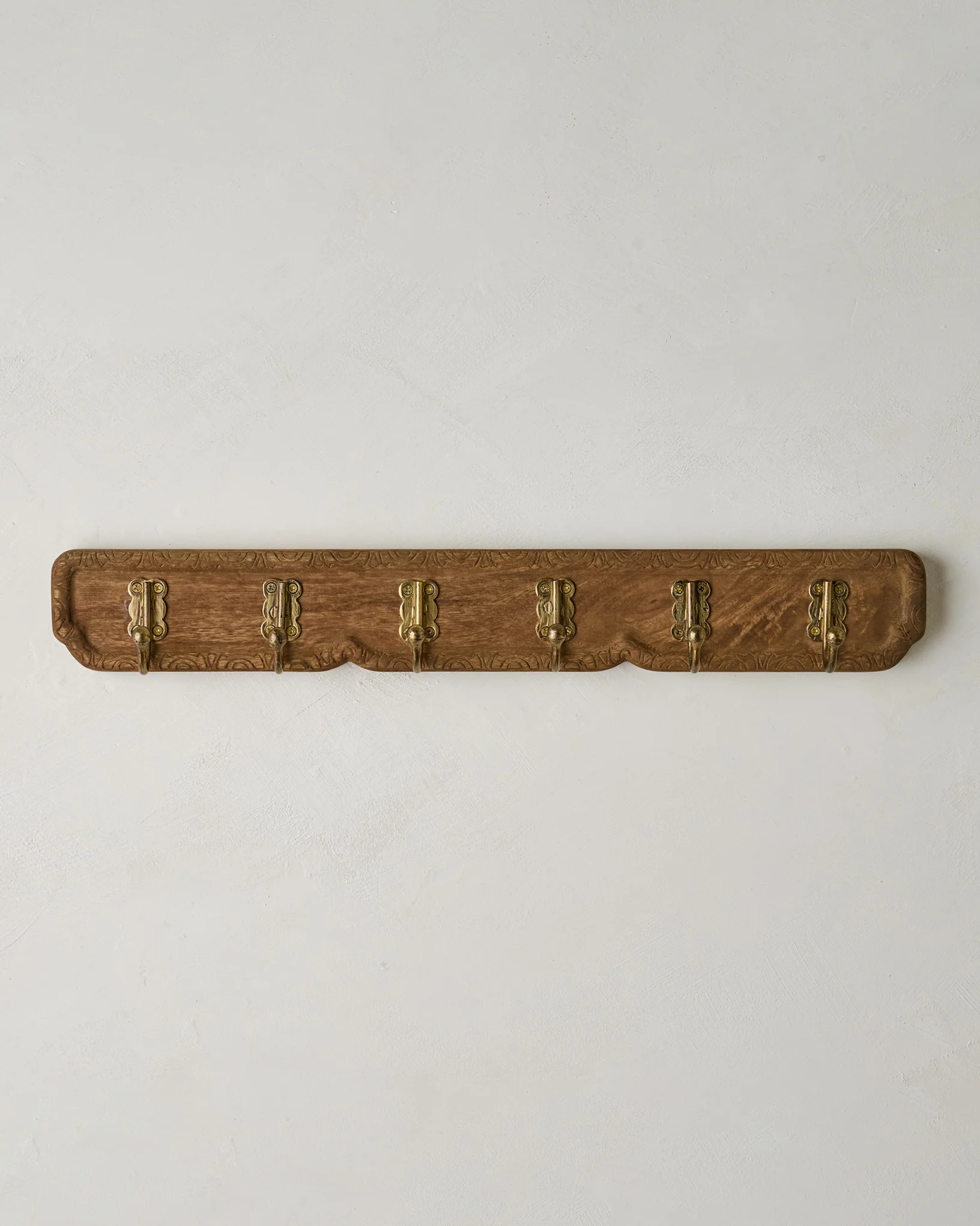 Caroline Carved Wood and Brass Hook Rack | Magnolia