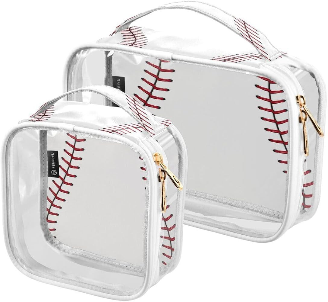 ALAZA Baseball Red Lace 2 Pcs Storage Bags Zippered Organizers Cosmetics Travel Case Toiletry Bag... | Amazon (US)