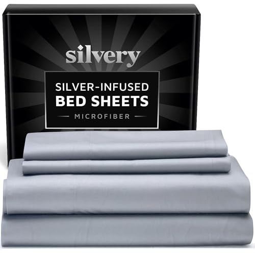 Silvery Silver Infused Bed Sheets Set - Extra Soft Breathable Fabric with Self-Cleaning Technology™ for Hygienic Sleep - 5-Star Luxury Hotel Comfort (Split King) | Amazon (US)