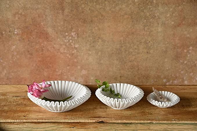 Marble ruffled bowl (Small),White | Amazon (US)