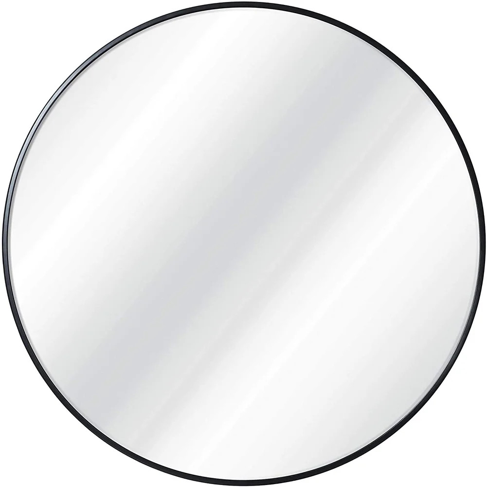 Round Mirror For Wall,30-Inch Metal Framed Circle Mirror,Large Bathroom Mirror,Black Wall Mirror ... | Walmart (US)