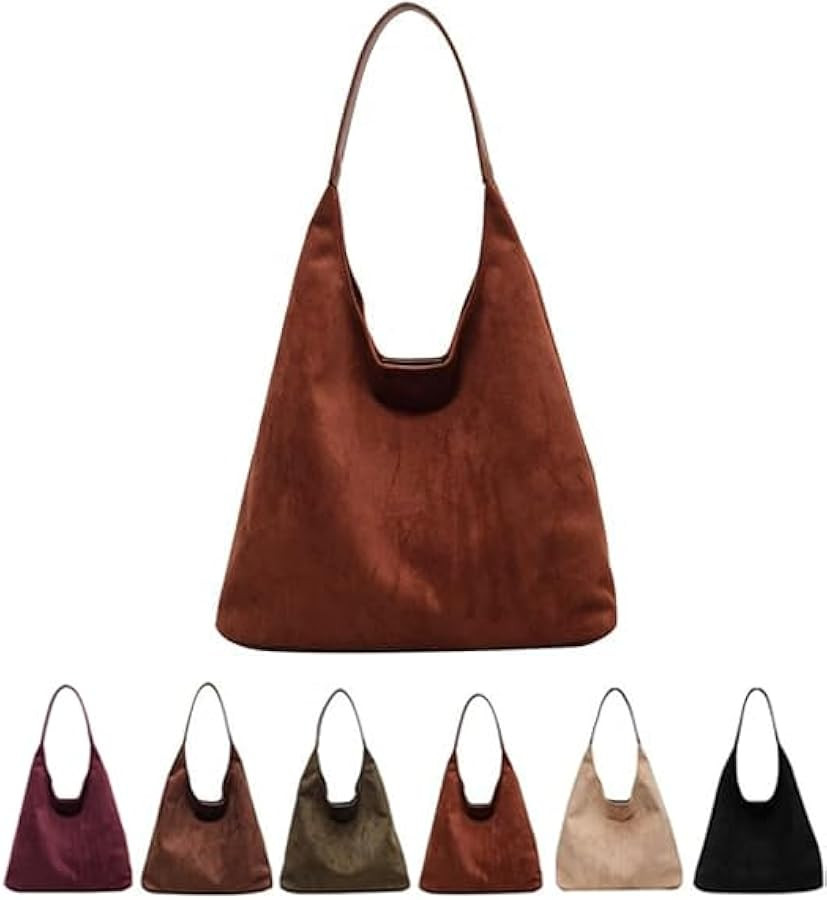 Leather Hobo Bags for Women Brown Purses Suede Purse Slouchy Tote Bag Suede Tote Bag Fall Purses ... | Amazon (US)