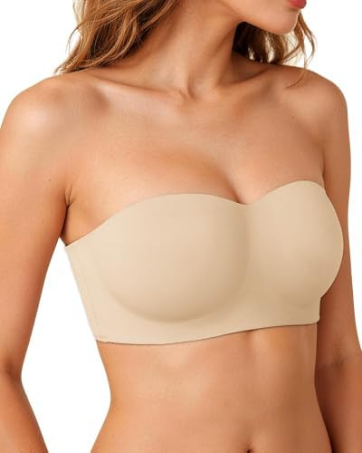 Strapless Bras for Women Push Up Large Breasts Wireless Jelly Bra | Supportive, Non Slip, Fixed p... | Amazon (US)