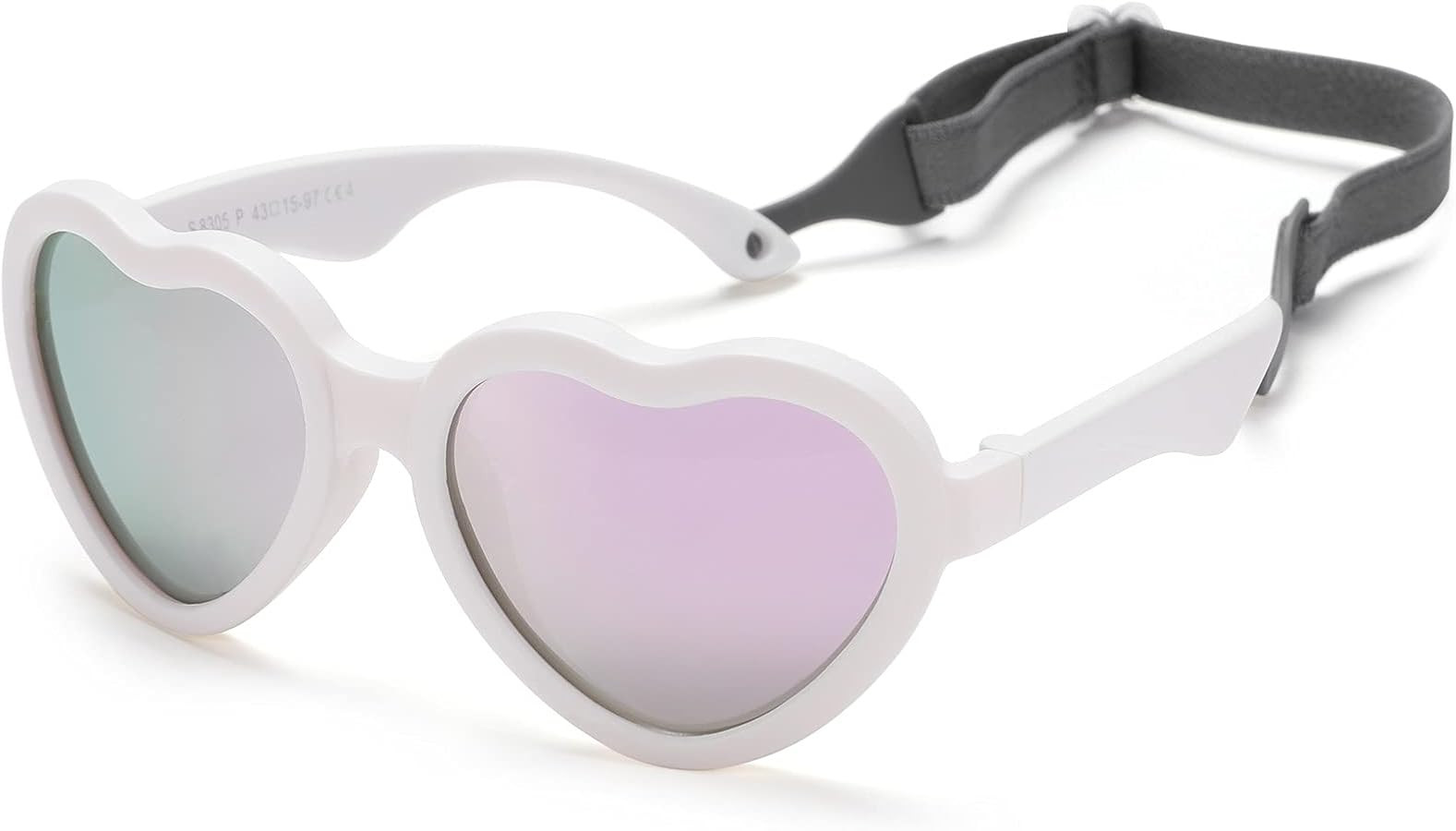 NULOOQ Flexible Heart Shaped Baby Polarized Sunglasses with Strap Adjustable Toddler & Infant Age... | Amazon (US)