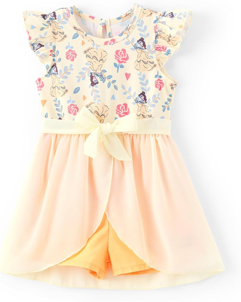 Disney Princess Frozen Elsa Minnie Mouse Stitch Toddler Girl Romper With Skirt Overlay Summer Jum... | Amazon (US)