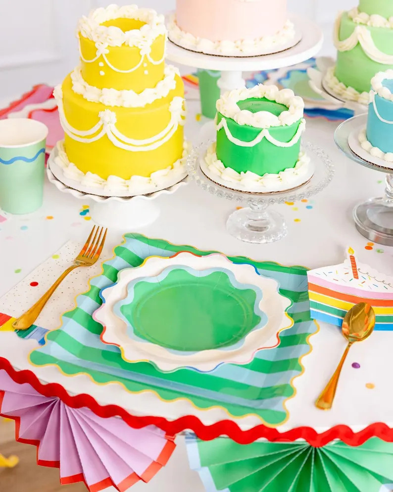Rainbow Wavy Paper Plates, 8ct | Rainbow Birthday Plates, Art Birthday Party, Summer Birthday, Be... | Etsy (US)