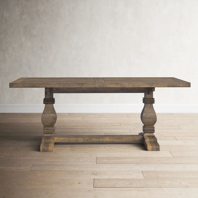 Hughes 78'' Pine Solid Wood Trestle Dining Table | Wayfair North America