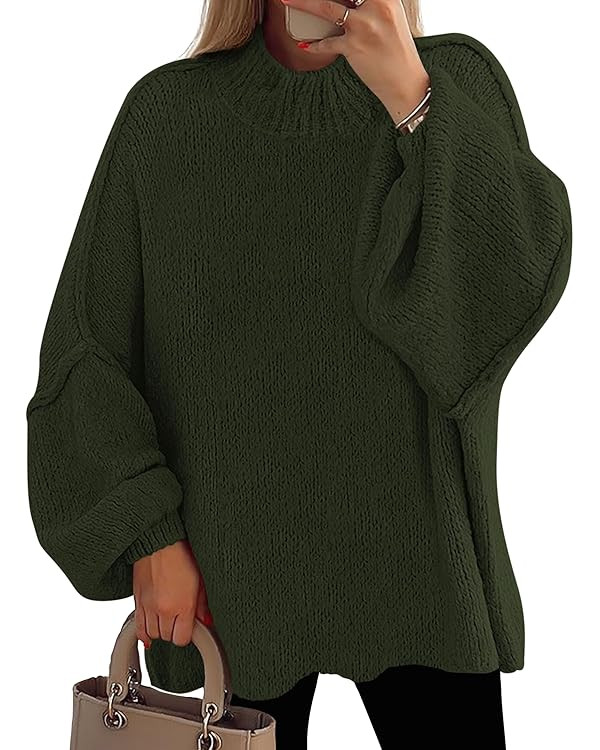 PRETTYGARDEN Women's 2025 Fall Oversized Sweaters Chunky Knit Mock Neck Long Sleeve Casual Trendy... | Amazon (US)