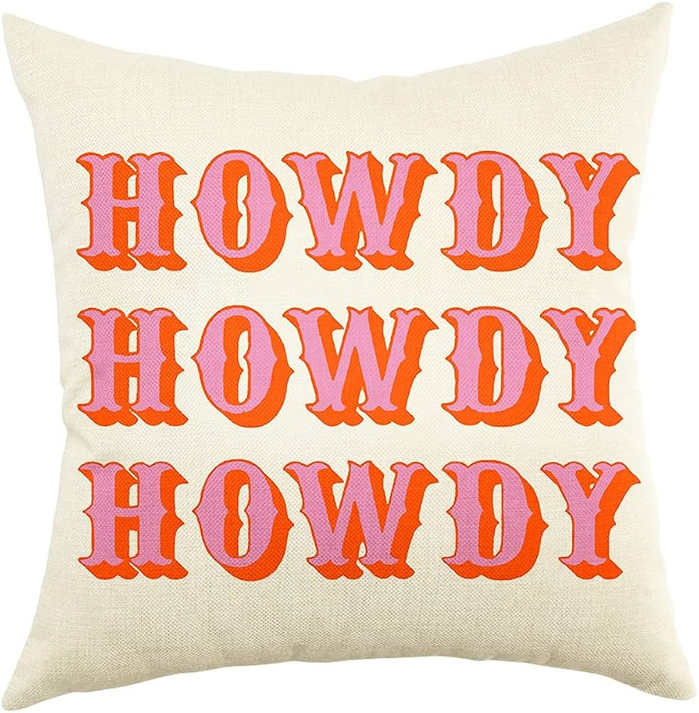 Farmhouse Pillow Covers with Howdy Howdy Quote 18" x 18" Farmhouse Rustic Cushion Covers with Saying | Amazon (US)