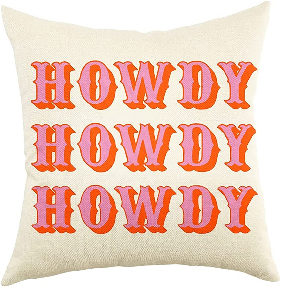 Ogiselestyle Farmhouse Pillow Covers with Howdy Howdy Quote 18" x 18" Farmhouse Rustic Cushion Co... | Amazon (US)