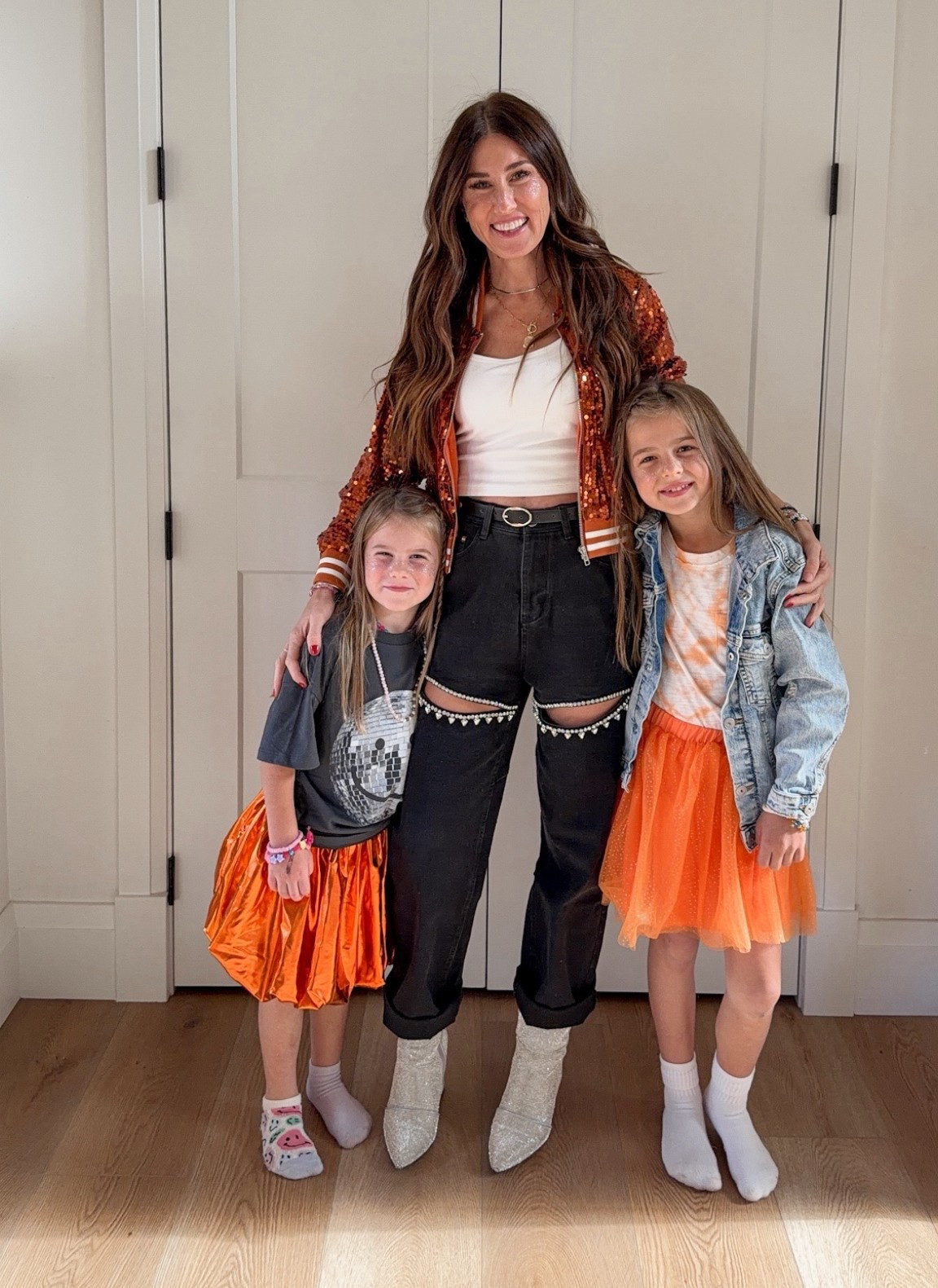 What we wore: TS The Life Of A Showgirl 

Taylor swift, rhinestone, sparkle, skirt, denim, track, jacket, bomber, jacket, denim, jacket, sparkle, boots, booties, fall, OOTD, target

#LTKParties #LTKShoeCrush #LTKFindsUnder50