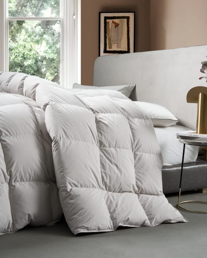 WhatsBedding Lightweight Goose Feathers and Down Comforter King - Luxurious Hotel Collection Bed Com | Amazon (US)