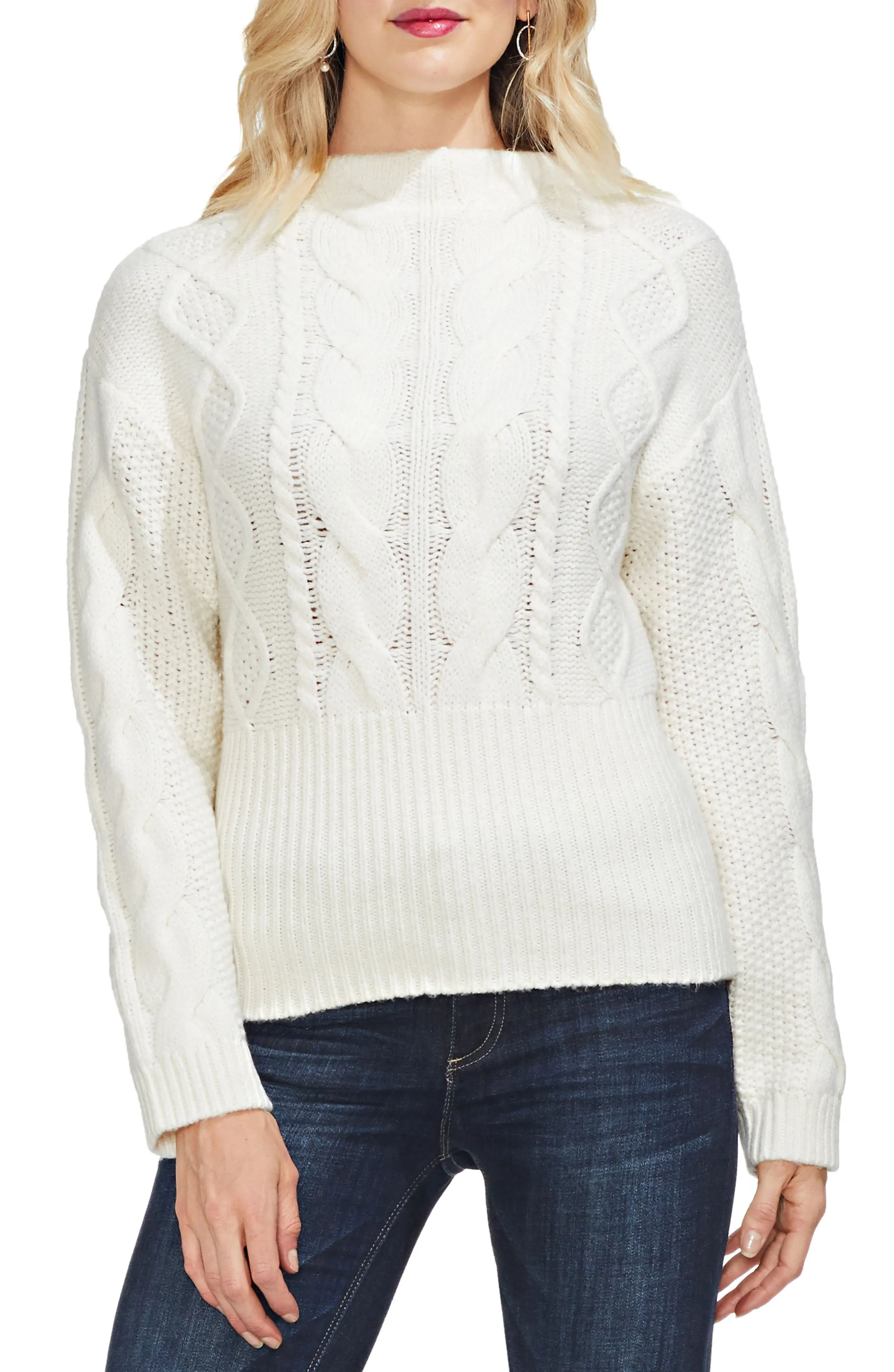 Vince Camuto Cotton Blend Cable Knit Sweater | Nordstrom