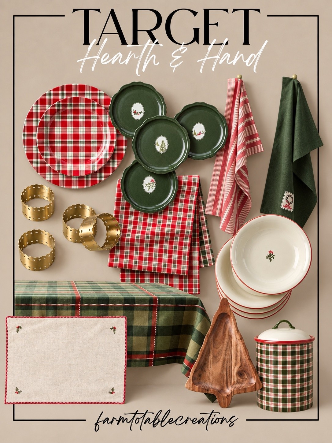 New Hearth & Hand Holiday Table Collection 🎄

The new Hearth & Hand with Magnolia holiday collection at Target has everything you need for a warm and welcoming Christmas table! Classic red and green plaid, deep evergreen dinnerware, festive linens, warm brass details, and natural wood accents give these pieces such a timeless holiday feel.

From Christmas dinner to casual holiday brunches, these finds make it easy to create a table that feels festive, cozy, and beautifully coordinated. I especially love the mix of traditional plaid with the rich green serving pieces and subtle vintage-inspired Christmas details!

Follow @farmtotablecreations on Instagram for more cozy home finds and trending decor.

#LTKHome #TargetStyle #TargetFinds #TargetHome #HearthAndHand #HearthAndHandWithMagnolia #Magnolia #TargetChristmas #ChristmasTable #ChristmasTablescape #HolidayHosting #HolidayDecor #ChristmasDecor #TraditionalChristmas #ChristmasKitchen

#LTKHome #LTKSeasonal