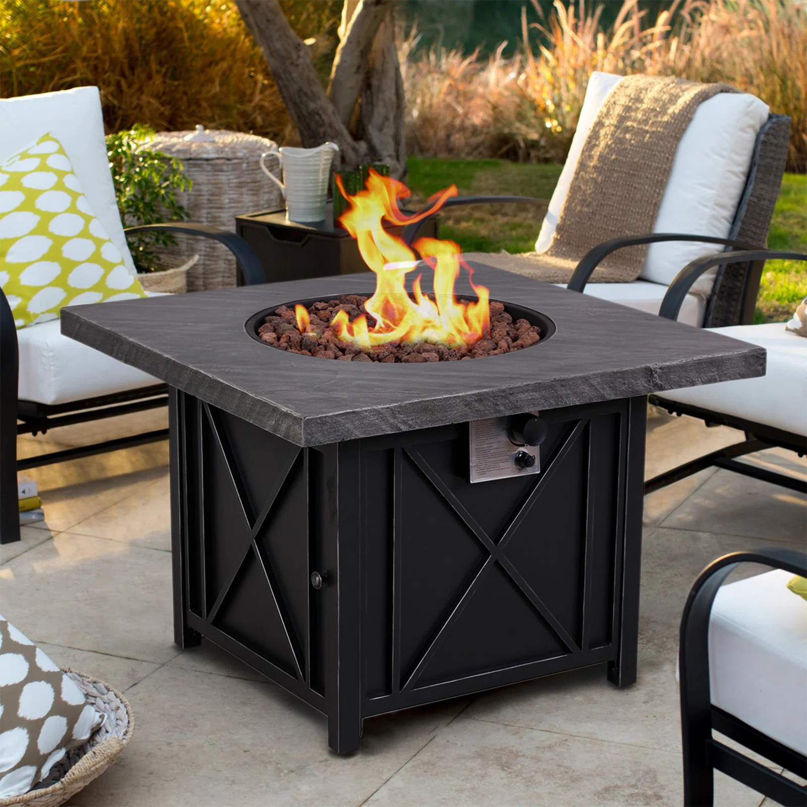 Nodra 24.5 H 50000 BTU Outdoor Gas Fire Pit Table | Wayfair North America