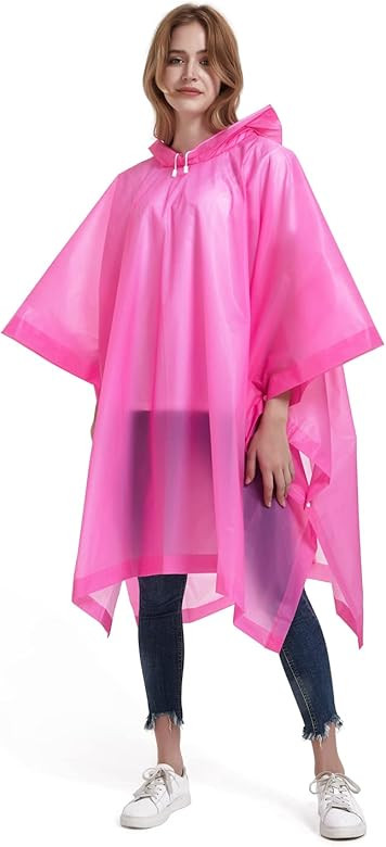 ANTVEE Reusable Adult Rain Ponchos 2 count (Pack of 1) for Women and Men with Drawstring Hood | Amazon (US)