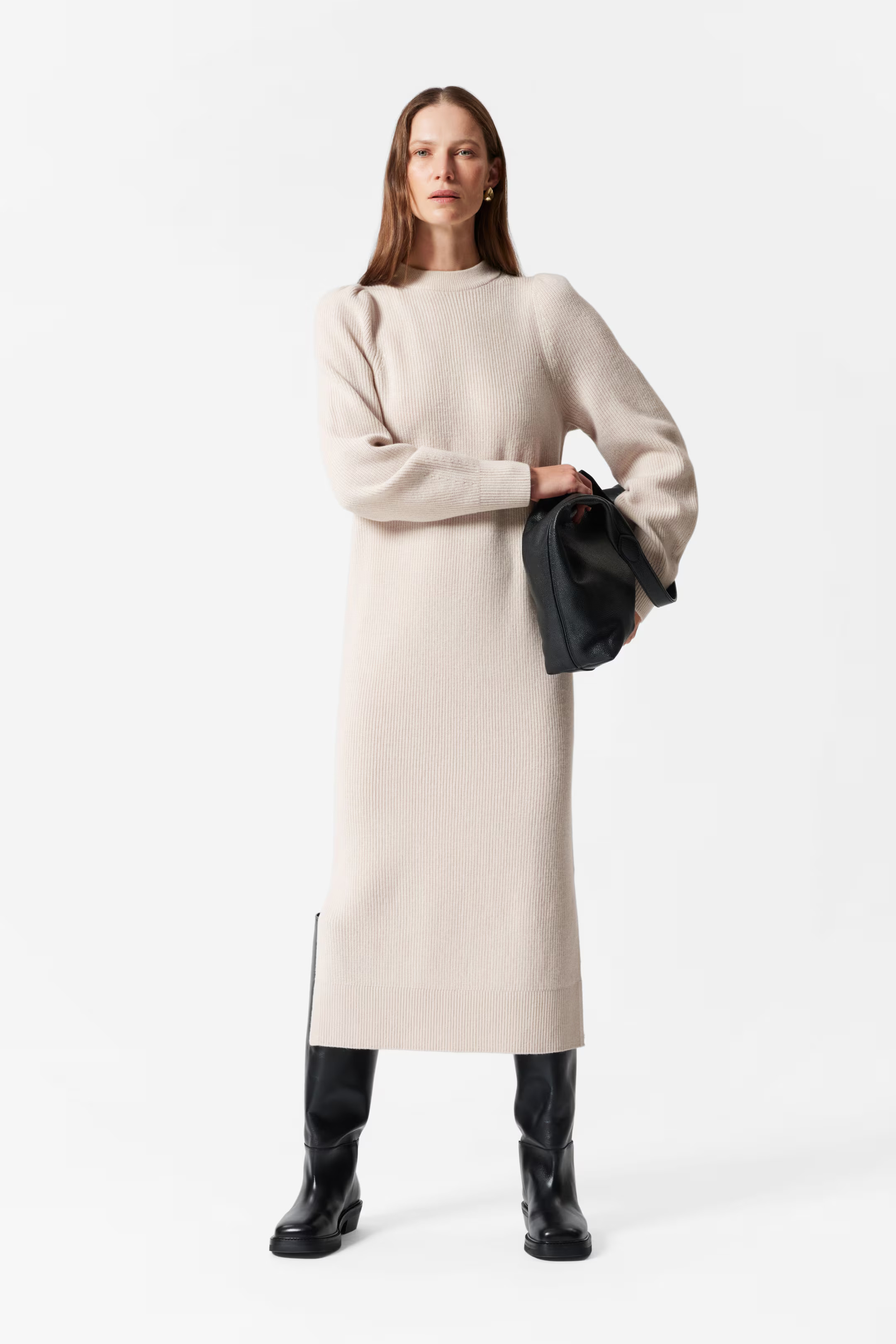 Midikleid aus Wolle mit Puffärmeln | H&M (DE, AT, CH, NL, FI)