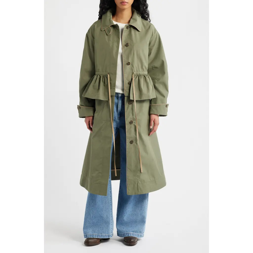 Damson Madder Myrtle Water Repellent Convertible Trench Coat in Sage at Nordstrom, Size 16 | Nordstrom