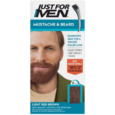 Just For Men Mustache & Beard Coloring for Gray Hair with Brush Included - Light Red Brown M27 | Target