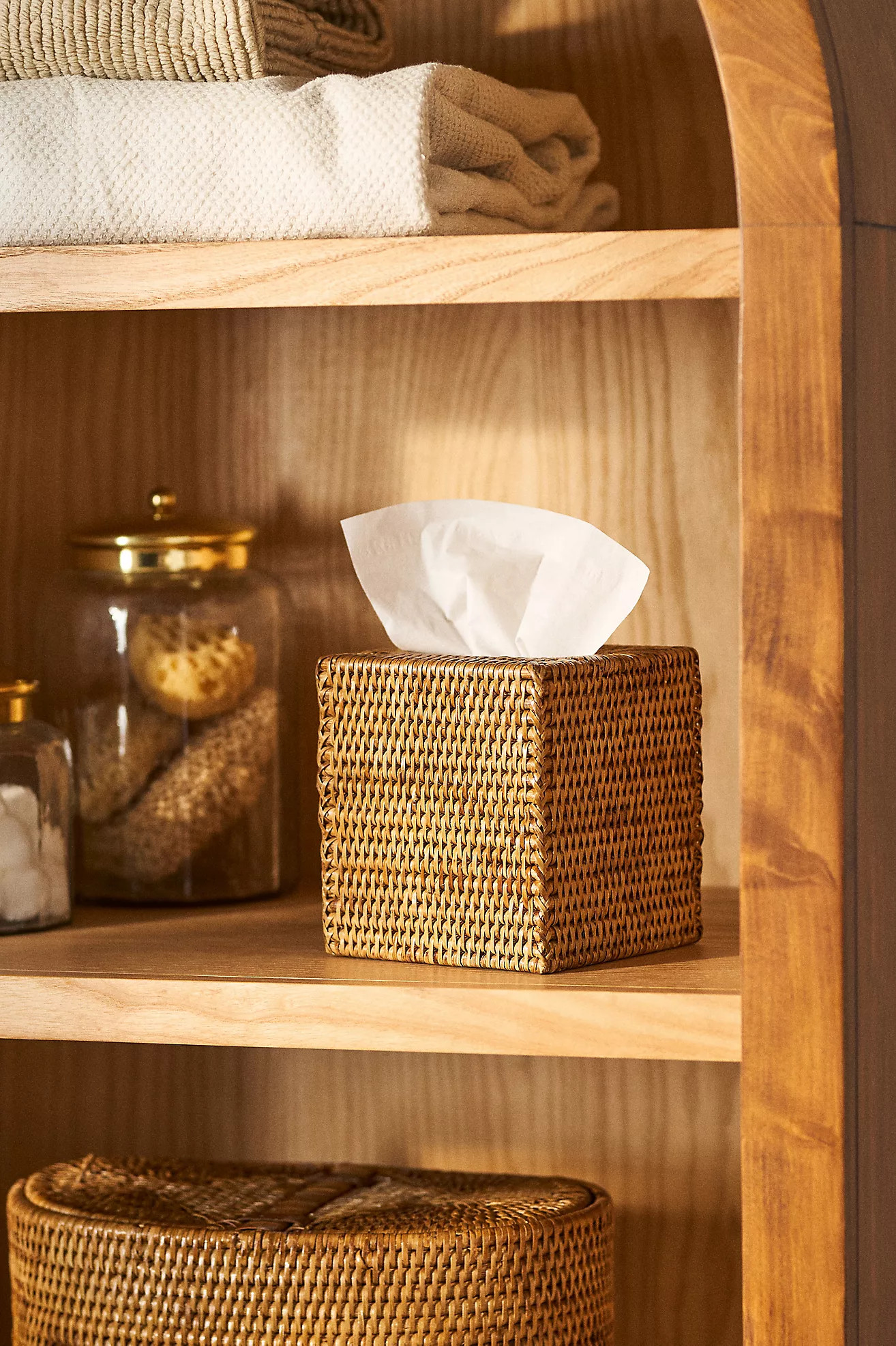 Handwoven Rattan Tissue Box Cover | Anthropologie (US)
