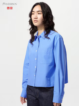 Oxford Boxy Cropped Shirt Blue XL UNIQLO US | UNIQLO (US)