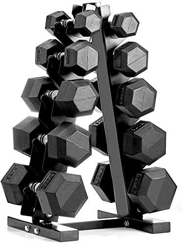 papababe Dumbbell Set with A-Frame Dumbbell Rack Rubber Encased Hex Dumbbell Free Weights Dumbbel... | Amazon (US)