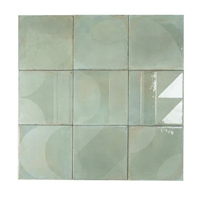 Cadence 8x8 Muted Sage Green Porcelain Square Motif Wall and Floor Tile (12.49 sq ft/case) - 29 Pack | Wayfair North America