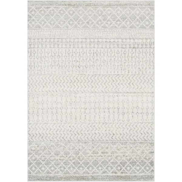 Leonard Geometric Gray/White Area Rug | Wayfair North America