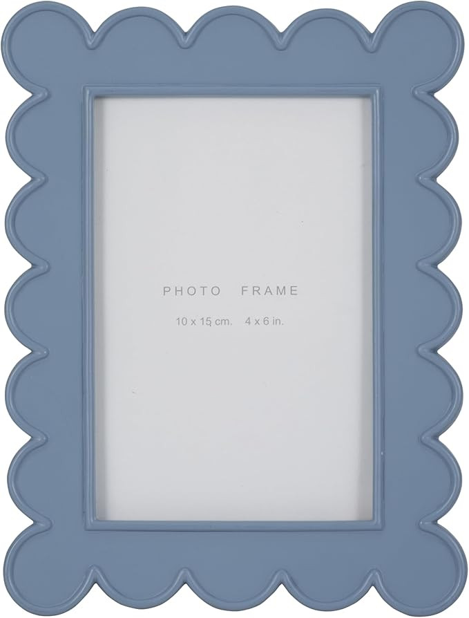 Sagebrook Home Blue Resin Photo Frame with Scalloped Edges Decorative Picture Frame with Glass Fr... | Amazon (US)