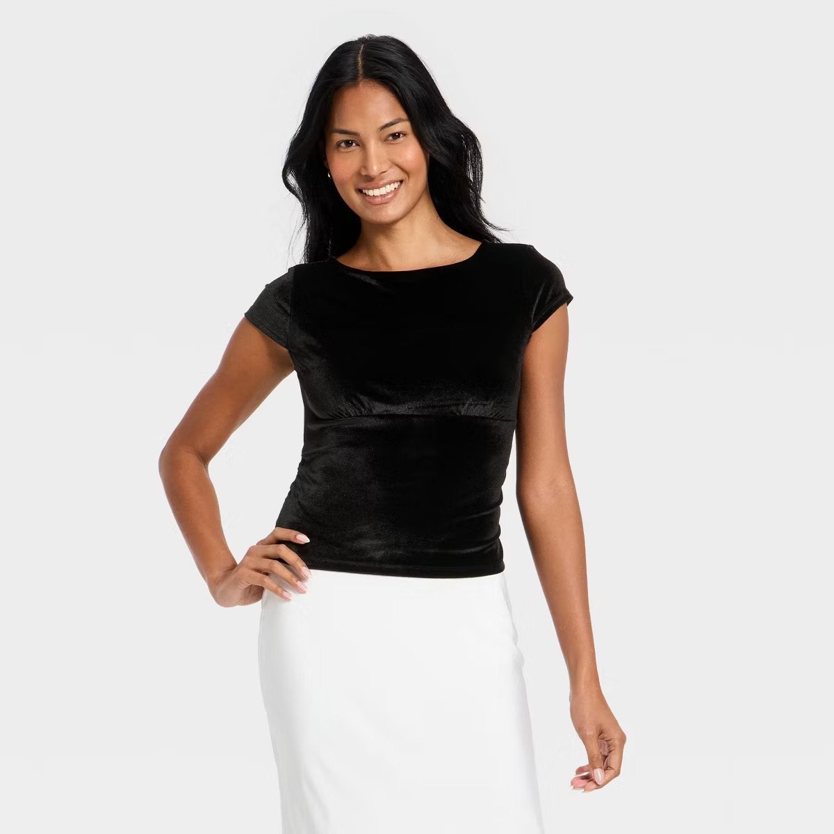 Women's Ruched Velour T-Shirt - A New Day™ | Target