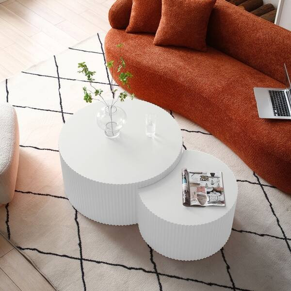 Williamspace 31.5" Large Round End Nesting Coffee Table Set for Living Room (Set of 2) - WhiteSha... | Bed Bath & Beyond