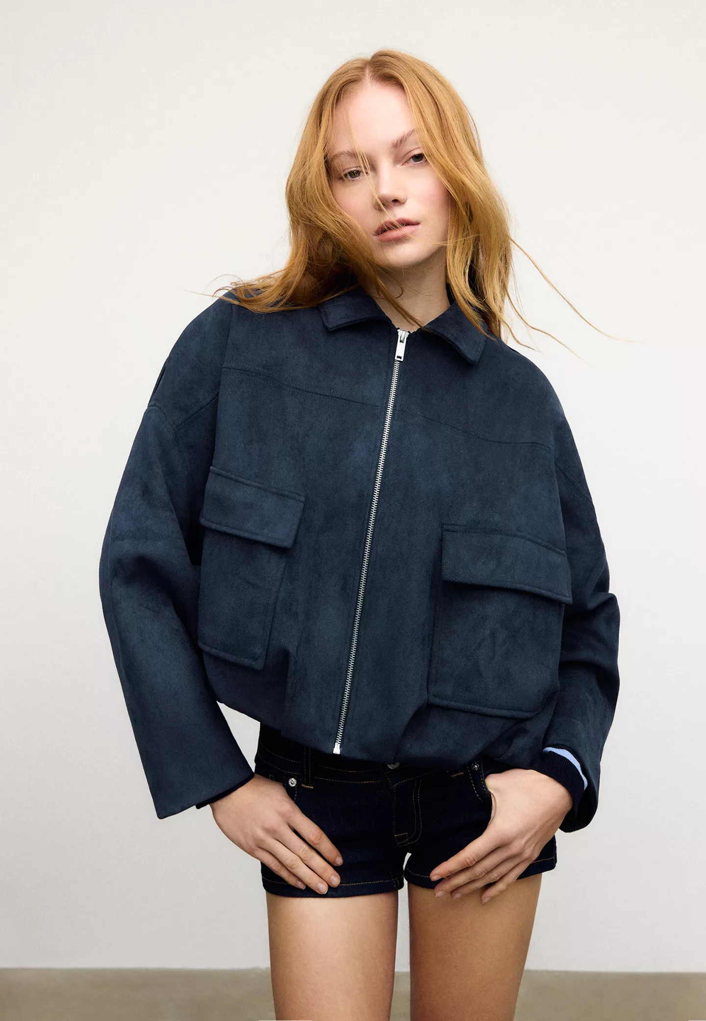 Faux suede bomber jacket - Women's fashion | Stradivarius United Kingdom | Stradivarius (UK)