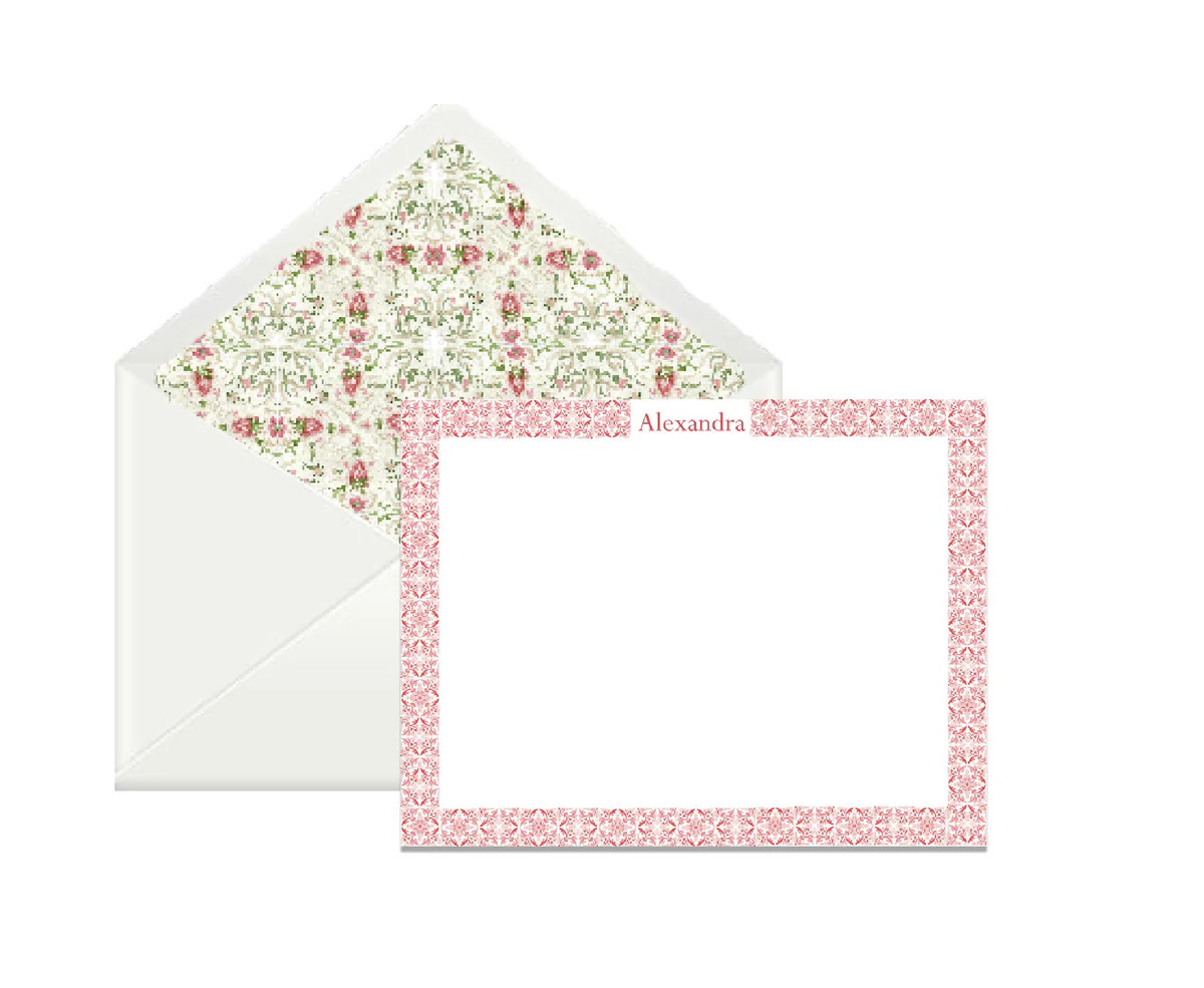 OTM Exclusive: Tile Stationery Set in Pink & Red | Over The Moon