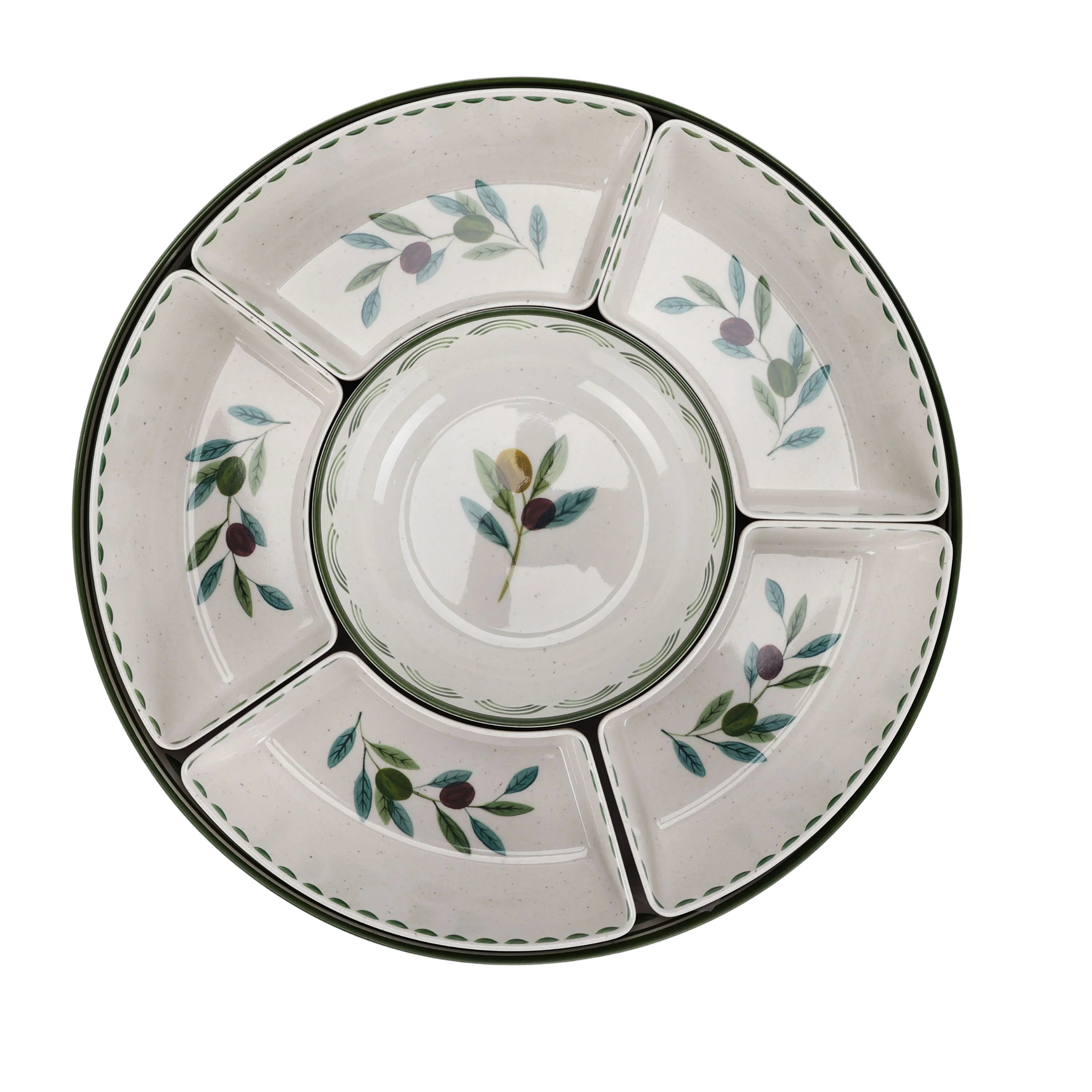 Better Homes and Gardens Bamboo Melamine Multicompartment Olive Chip and Dip Serve Tray | Walmart (US)