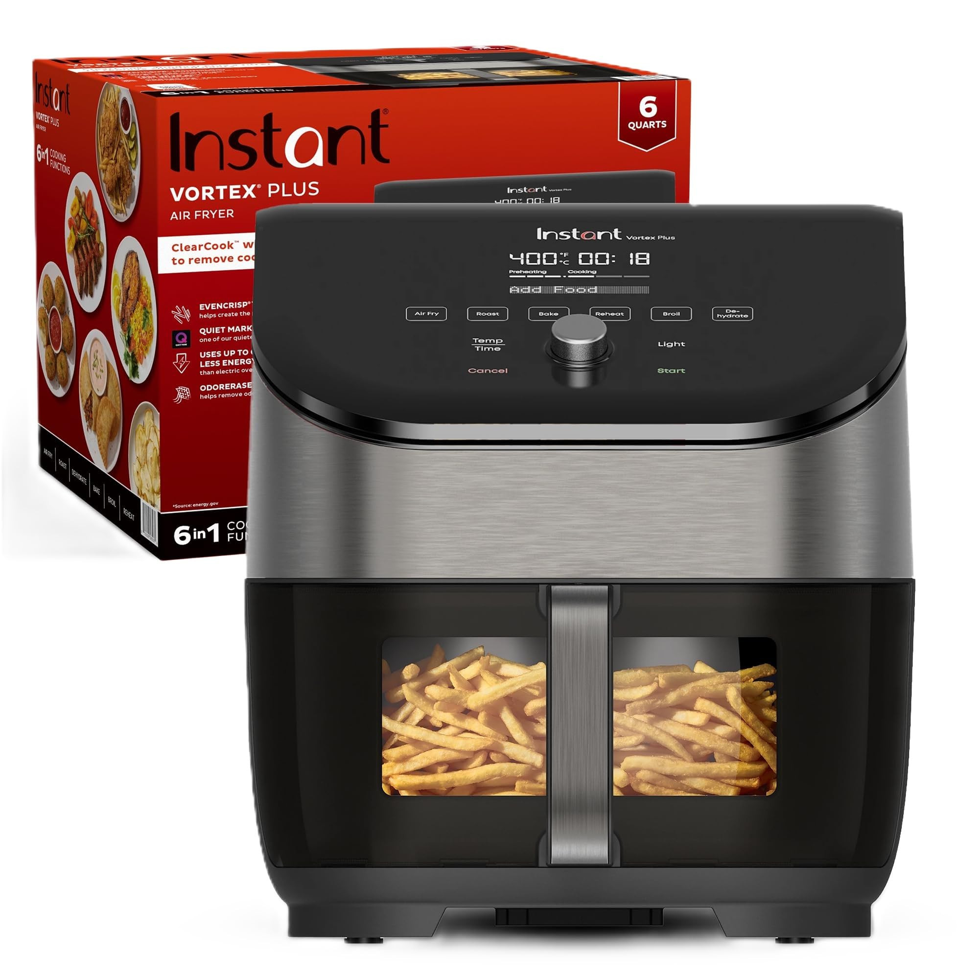 Instant Vortex Plus 6QT Air Fryer with Odor Erase Technology, 6-in-1 Functions that Crisps, Roast... | Amazon (US)