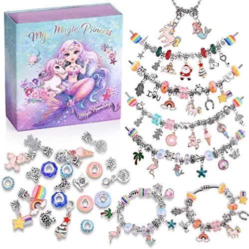 Charm Bracelet Making Kit, Teen Girl Gifts Jewelry Making Kit, Unicorn/Mermaid Girl Toys Art Supp... | Amazon (US)