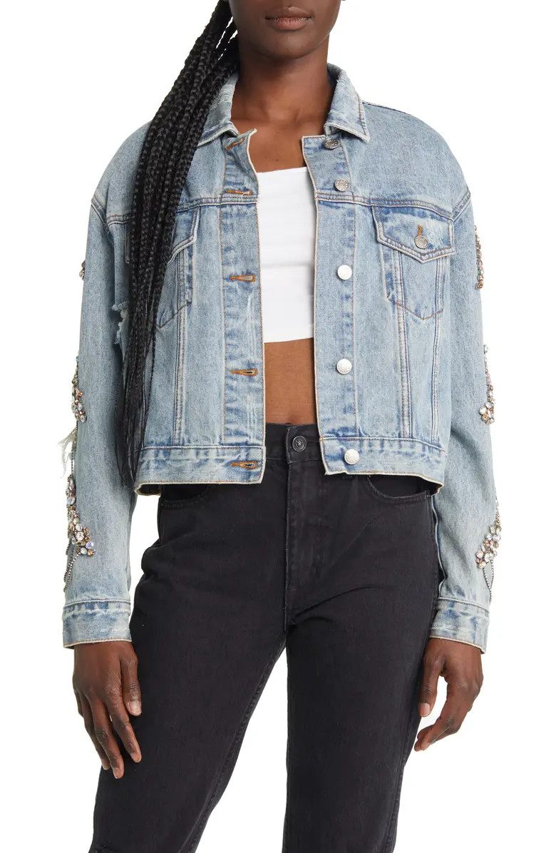 Crystal Embellished Denim Jacket | Nordstrom