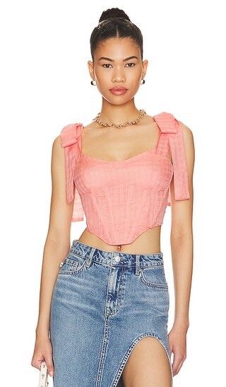 Martina Corset Top in Coral | Revolve Clothing (Global)