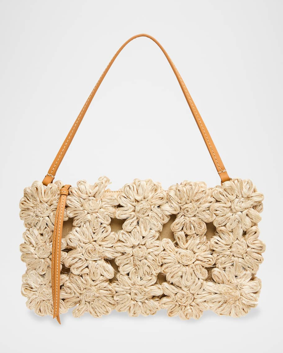 POOLSIDE The Ravello Mini Floral Straw Shoulder Bag | Neiman Marcus