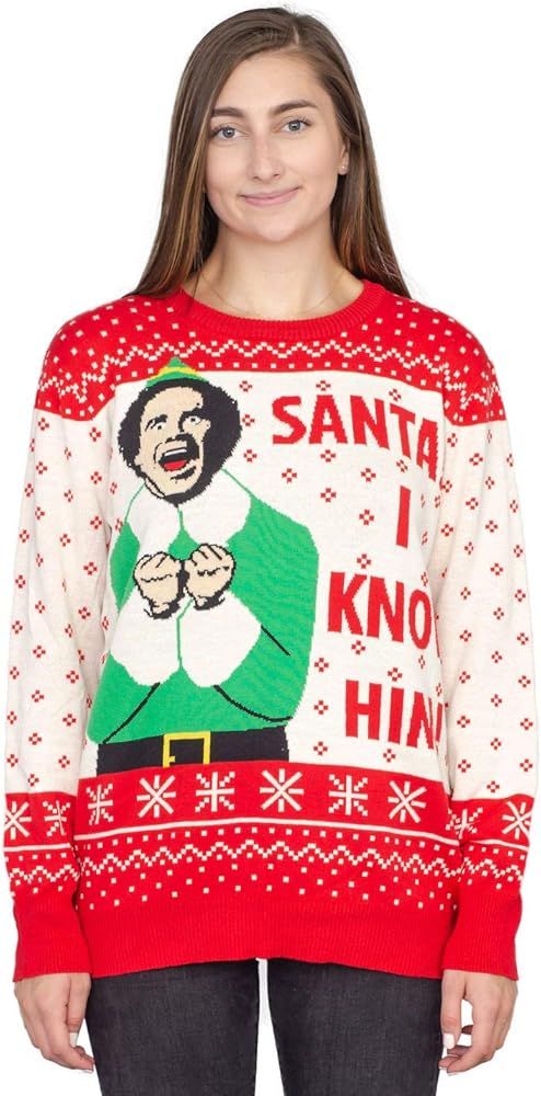 Ripple Junction Elf Buddy Santa I Know Him Pattern Adult Ugly Christmas Sweater | Amazon (US)