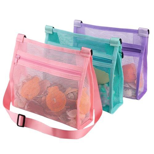 MUYIZI Shell Bags for Picking Up Shells,Toys Shell Collecting Bags Seashell Bag for Holding Shells Beach Toys Sand Toys Swimming Accessories (3pack) | Amazon (US)