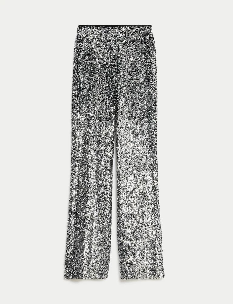 Velvet Sequin Slim Fit Flared Trousers | Marks & Spencer (UK)