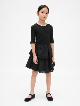 Kids Mixed Media Eyelet Dress | Gap (CA)