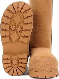 Faux Suede Platform Fuzzy Snow Boots Round Toe Hippy Winter Boots Slip On Knee High Chunky Heel F... | Amazon (US)
