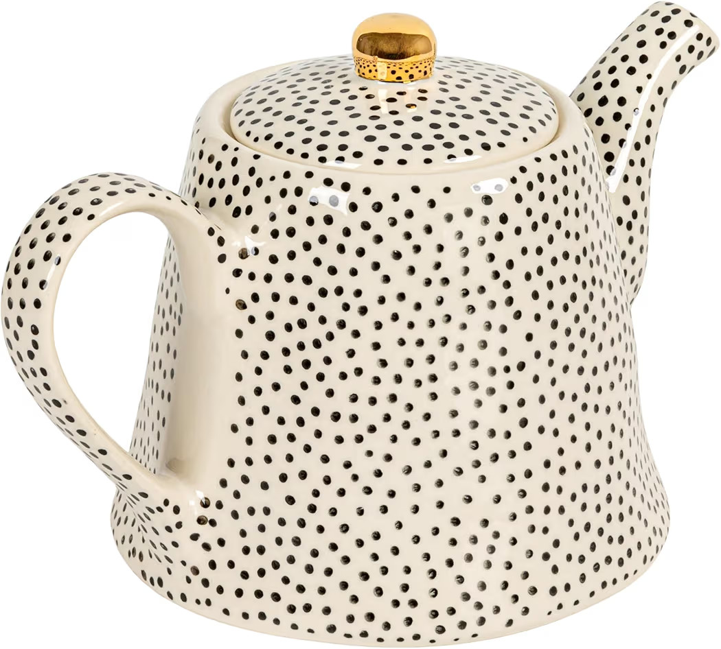 White Stoneware Teapot with Black Speckles & Gold Electroplating | Amazon (US)
