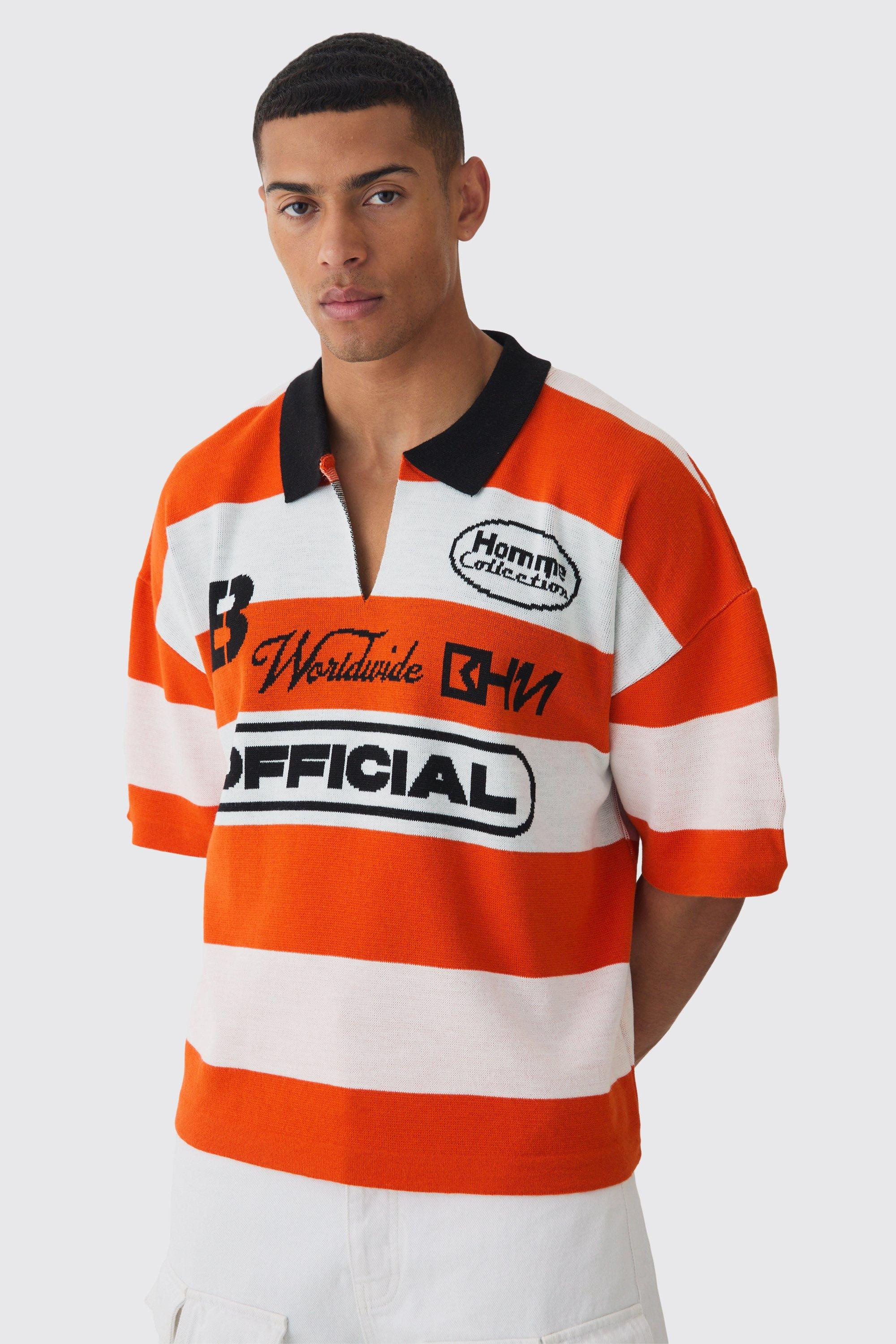 Oversized Boxy Football Knitted Top | boohooMAN (US & Canada)