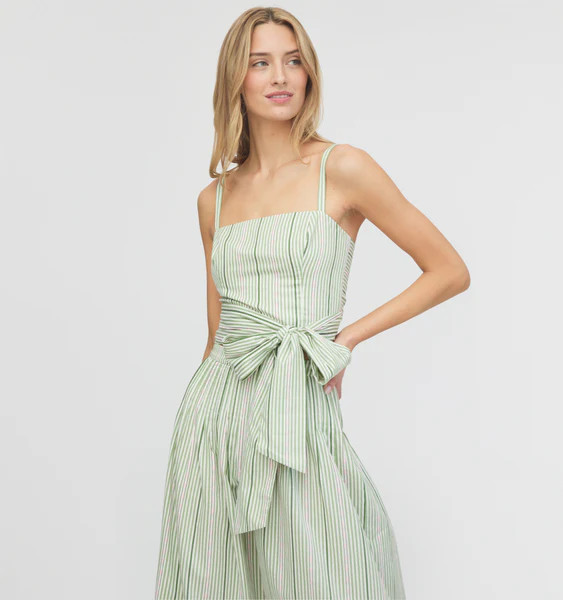 The Miranda Top - Green Jacquard Stripe | Hill House Home US