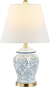 JONATHAN Y 22.25" Blue/White Chinoiserie Ceramic Urn Table Lamp, Traditional Classic Nightstand L... | Amazon (US)