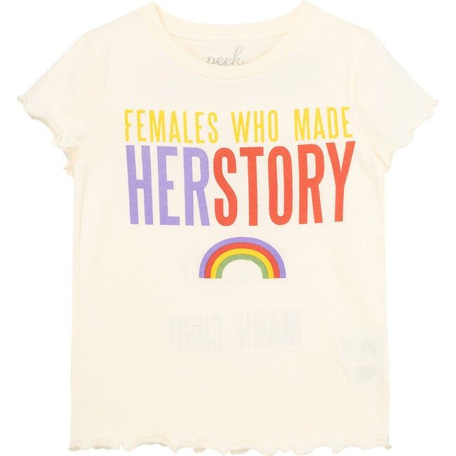 Peek Kids | Women's Of Her-Story T-Shirt, Off-White (Cream, Size 3Y) | Maisonette | Maisonette